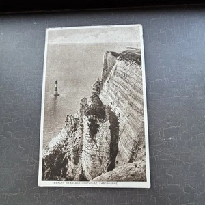TARJETA POSTAL FARO Beachy Head Faro Eastbourne Sussex Reino Unido 1931 tono gris - Imagen 1 de 3