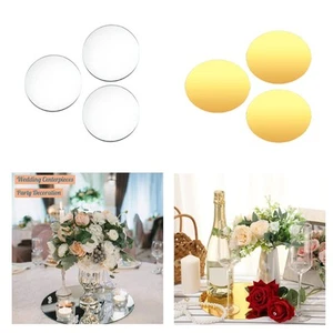 3x Round Mirrors for Centerpieces for Tables Plates for Centerpieces Decorative - Picture 1 of 39