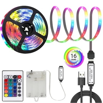 MUSUNIA Striscia LED a batteria, 2 m, RGB 5050, funzionamento a batteria o USB,  - Immagine 1 di 4