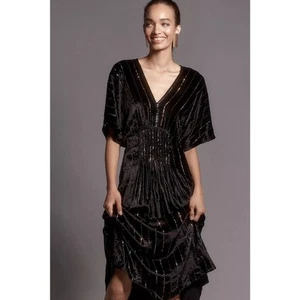 New Anthropologie The Tatiana Kaftan by Bl-nk: Velvet Edition $168 ONESIZE Black - Picture 1 of 7