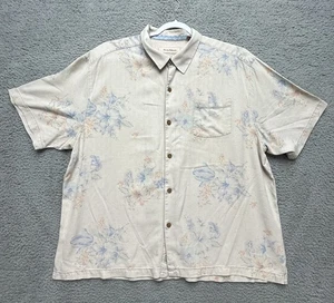 Tommy Bahama Hemd Herren 3XL Beige Creme Blumen Hawaii Original Fit 100% Seide - Bild 1 von 12