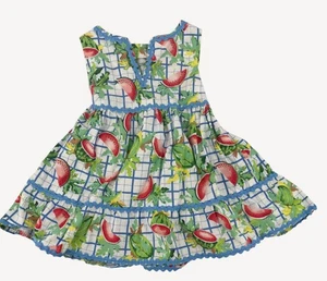 Handgefertigtes Kleinkind Mädchen Wassermelone Patch Print Größe 3T Kleid - Bild 1 von 3