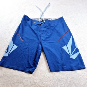 Volcom Mod-Tech Pro Board Shorts Uomo 33x9 Blu Logo Zip Tasca 4 Vie Elasticizzato - Foto 1 di 7