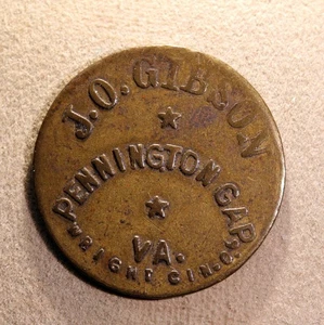 SCHÖNE Virginia Wertmarke - J.O. Gibson, 5¢, Pennington Gap, Va. - Bild 1 von 2