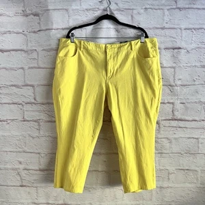 Coldwater Creek Women Capri Pants 20 Yellow Pockets Stretch Cotton Spandex Plus - Picture 1 of 10