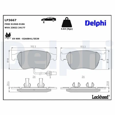 DELPHI Plaquettes de frein Avant pour BENTLEY CONTINENTAL Coupe (3W) Plaquettes - Photo 1/4