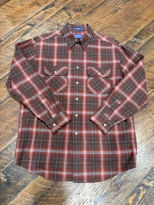 Pendleton Men’s L Hiker Button-down Shirt 100% Cotton Red Brown - Image 1 of 4