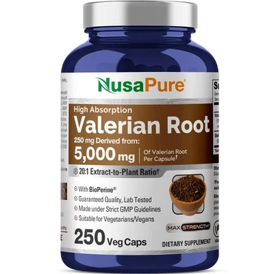 Extracto de raíz de valeriana NusaPure 20:1, 250 mg equivalente a 5000 mg por cápsula vegetal Foto 1 de 4