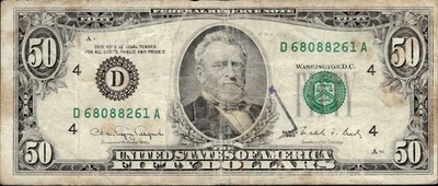 1990 $50 Federal Reserve Note Vintage Fancy Serial - Triple (8) Pair (6) - Rare! - Image 1 of 2