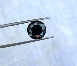 IGL Certified 5.00 Cts Natural Precious Black Diamond Round Cut Loose Gemstone - Picture 1 of 8