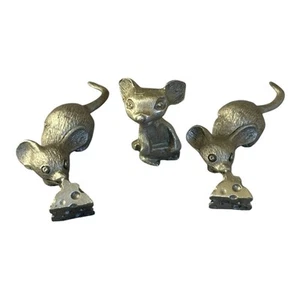 Vintage massive Zinn Mäuse mit Käse Figuren - 3er Set unbeschriftet - Bild 1 von 8