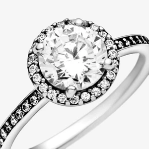 NEU 100 % authentischer Pandora 925 runder Pflasterstein funkelnder Heiligenschein Statement Ring 196250CZ - Bild 1 von 6