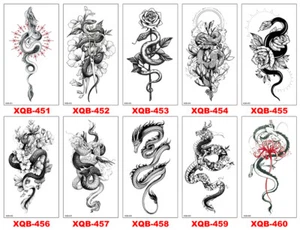8 X Fogli Tatuaggio Temporaneo Corpo Braccio Tatuaggio Adesivo Mezza Manica Finto Impermeabile - Foto 1 di 1