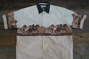Camisa occidental vintage Cumberland Outfitters perla a presión diseño de caballo para hombre - Imagen 1 de 14