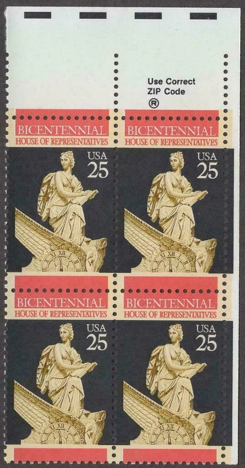 Scott # 2412 - ZIP Block Of 4 - House Of Representatives -  MNH - 1989 - Image 1 of 1
