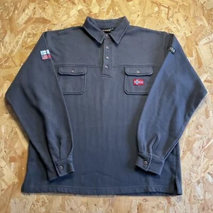 Vintage 1990s Napapijri Grey Sweatshirt Collared Heavy Jumper Polo Medium - Picture 1 of 5