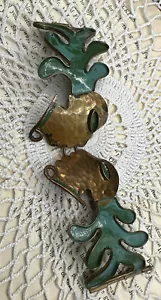 Vintage Signed Modernist 50's Casa Maya Brass Copper Enamel Mexico - Picture 1 of 13