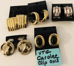 Orecchini vintage a clip, 5 paia, tra cui Carolee, tono oro - Foto 1 di 17