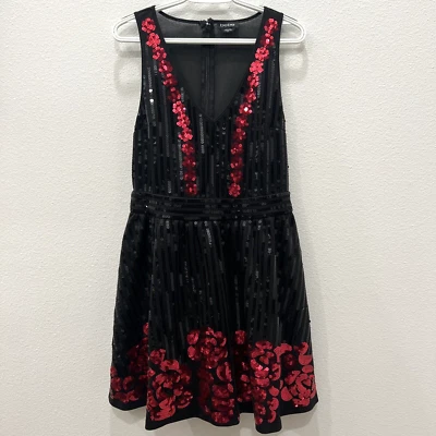 VESTIDO BEBE Y2K Hayley NEGRO ROJO LENTEJUELAS SIN MANGAS Y ACAMPANADO TALLA GRANDE Foto 1 de 4