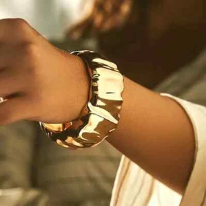 Chunky Bangle Bracelet Statement Wide Irregular Thick Exaggerated Big Textured - Picture 1 of 8