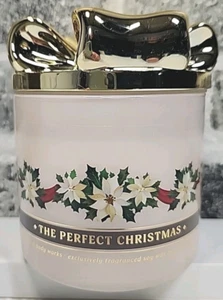 Bath & Body Works THE PERFECT CHRISTMAS 3-Wick CANDLE 14.5 oz Gold Bow Lid 2024 - Picture 1 of 5