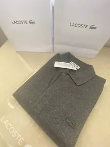 New LACOSTE Men's Grey Polo T-Shirt Logo Size 5 UK L Chest 43" : New Tags - Picture 1 of 10
