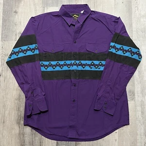 Golden Western Wear Shirt Purple/Blue Cotton Canvas Southwestern Aztec Mens XL - Picture 1 of 4