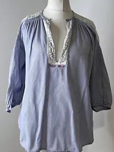 Christophe Sauvat LDA Top Size S /Uk 10 Blue Lace Trim - Picture 1 of 10