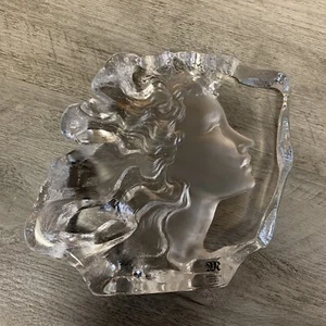 Schöne Matten Jonasson Damengesicht schwedische Kunst Glasskulptur MJ31003 signiert - Bild 1 von 5