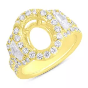 11x9MM Oval Semi Mount Diamond Ring 18K Yellow Gold Setting Cadillac Cut 2.10 CT - Picture 1 of 4