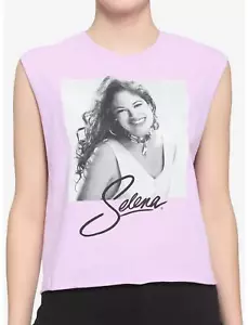 Selena Portrait Girls Crop Muscle Tank Top - Picture 1 of 3