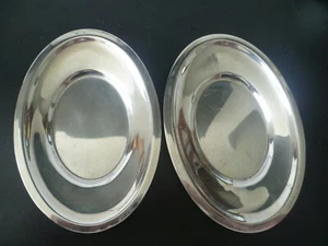 Vintage Pair of Oval Shaped Silver Plated Sauce Boat Saucers Gravy Boat Coasters - Picture 1 of 5