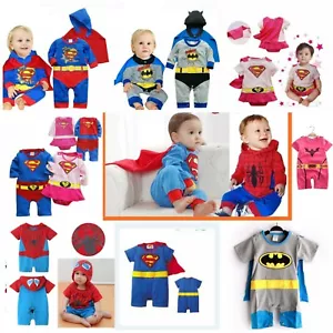 BABY SUPERHERO ROMPER with REMOVABLE CAPE (Ships from United States) - Picture 1 of 71
