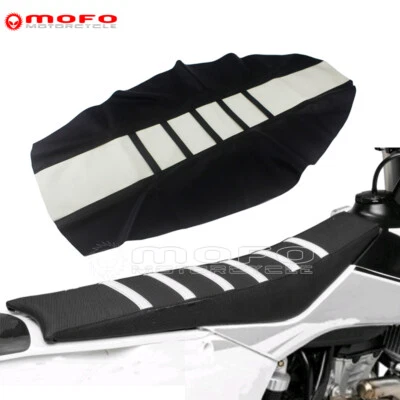 For Yamaha TTR125/250 WR250 Black & White Gripper Seat Cover Rubber Ribbed Skin  - Image 1 of 4