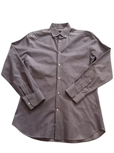 Saks Fifth Avenue Modern Shirt in Purple White Stripe - Picture 1 of 3