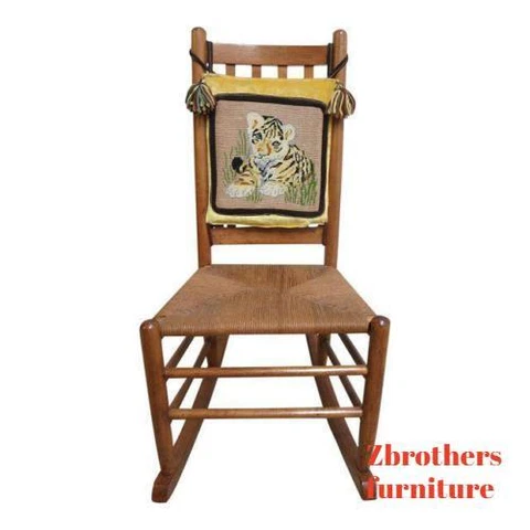Antique Rush Seat Needle point Rocker Rocking Chair carpet Cutter Cover