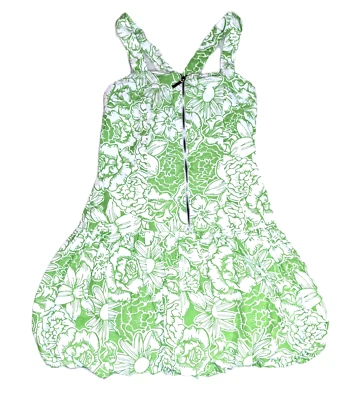 Girls SPEECHLESS lime green white tropical sundress 7 cotton puff hem dress - Image 1 of 4