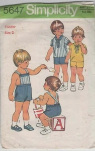 Cut Sewing Pattern 5647 toddler shortall romper laceup shirt size 2 vintage 1973 - Picture 1 of 2