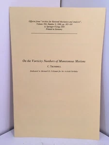 C TRUESDELL On the Vorticity Numbers of Monotonous Motions MATHEMATICS MECHANICS - Picture 1 of 4