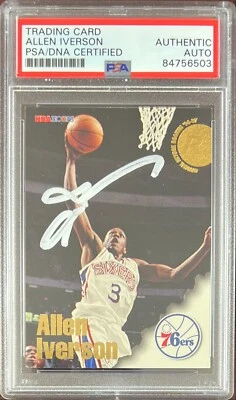 Allen Iverson auto signed RC 1997 Fleer #295 Philadelphia 76ers PSA Encap - Image 1 of 3