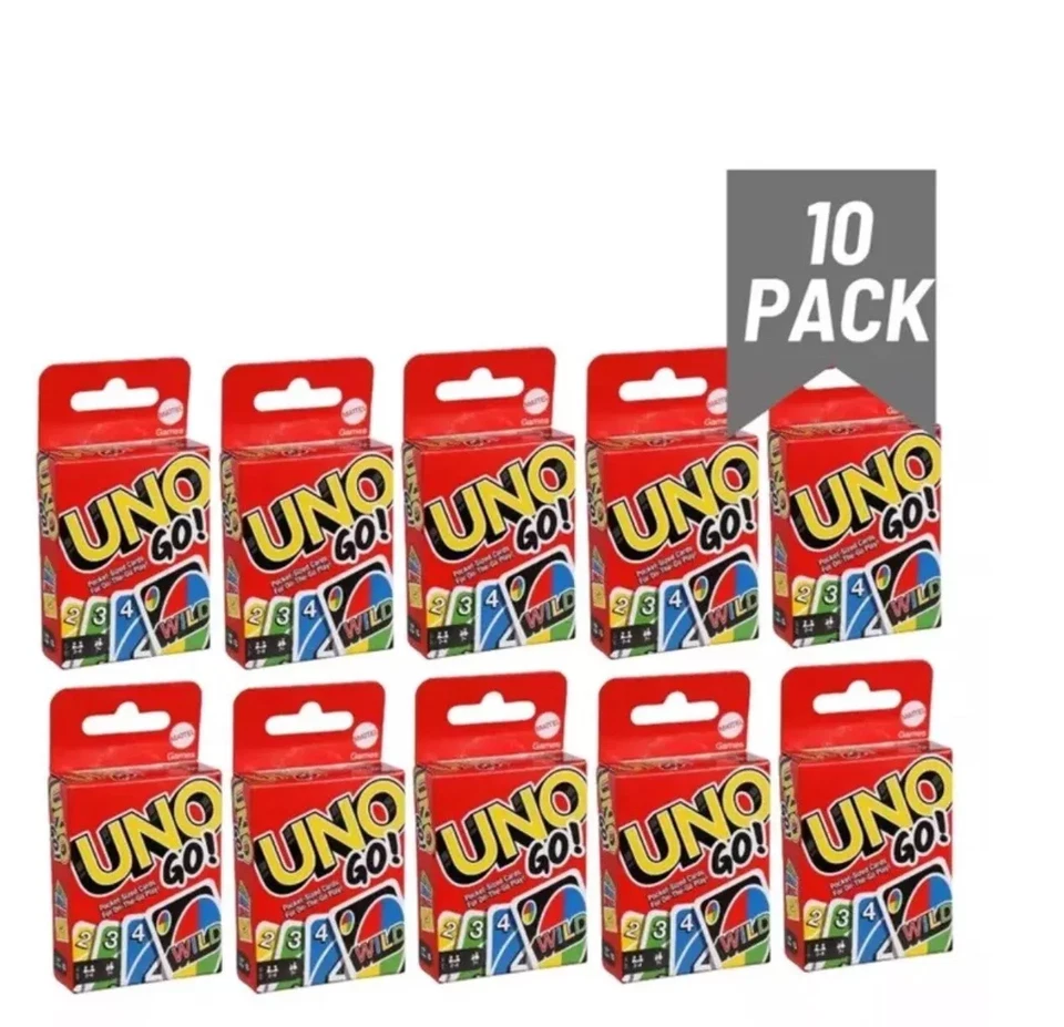 10 PACK BULK UNO Go Mini Card Game Travel Pocket Sized Cards Mattel New Free S/H - Image 1 of 1