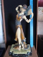 Fan Dancer Figurine-Vintage Marble Like Base W/Felt Under Base    2317