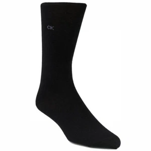 Calvin Klein Mens Liam Cotton Flat Knit Dress Socks ECB212 Black - Picture 1 of 2