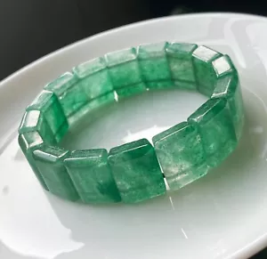 Bracciale Cristallo Quarzo 16*6,4mm Naturale Bellissimo Verde Fragola Mica C811 - Foto 1 di 8