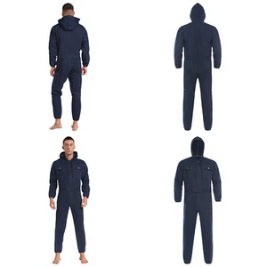 Men Rompers Long Sleeve Coveralls Front Zip Overalls Safety Cosplay Jumpsuit - Picture 1 of 18