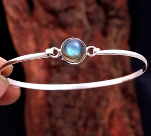 Labradorite Gemstone 925 Sterling Silver Beautiful Gift Cuff Jewelry R-1844 - Picture 1 of 7