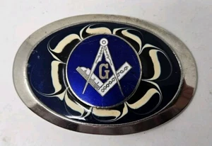 Freimaurer Freemason Gürtelschnalle Vintage Metall Emaille Top Mason Oval - Bild 1 von 6