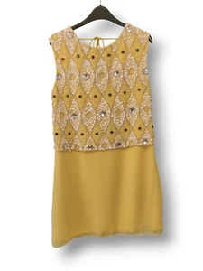 Frock and Frill Sleeveless Layered Yellow Dress - Size 12 - Sequins and Beads - Picture 1 of 6