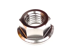 M12x1.75 Grade 5 Titanium Flange Hex Nuts Coarse Metric Thread CNC'd Machined - Picture 1 of 3