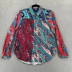 MAEVE The Paz Button Down Shirt XS Türkis Patchwork Paisley Anthropologie - Bild 1 von 14